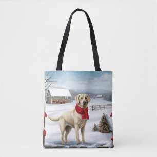 Tote Bag Labrador Retriever Dog in Snow Christmas