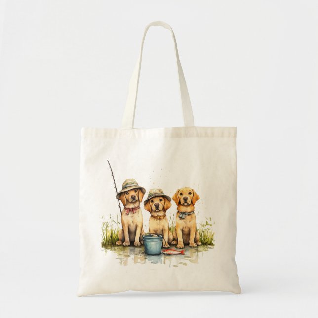 Tote Bag Labrador Retriever Dogs Fishing (Devant)