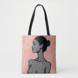 Tote Bag Labyrinthe de son éveil – Un portrait minimaliste