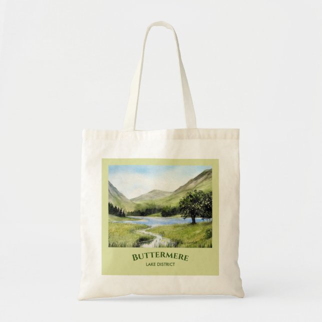 Tote Bag Lac Buttermere, Cumbria Aquarelle Peinture (Devant)