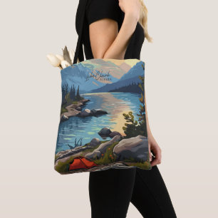 Tote Bag Lac Clark Alaska USA Illustration Vintage voyage