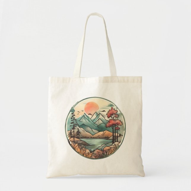 Tote Bag Lac de montagne tranquille (Devant)
