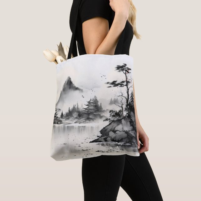 Tote Bag Lac de peinture à l'encre traditionnel (De près)