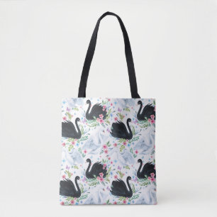 Tote Bag Lac des Cygnes : Motif pastel aquarelle.