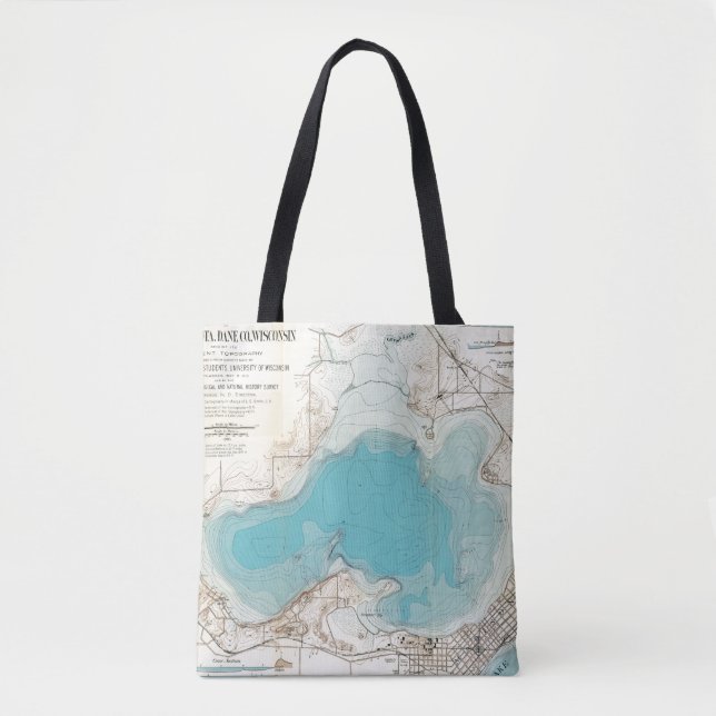 Tote Bag Lac hydrographique Mendota de carte (Devant)