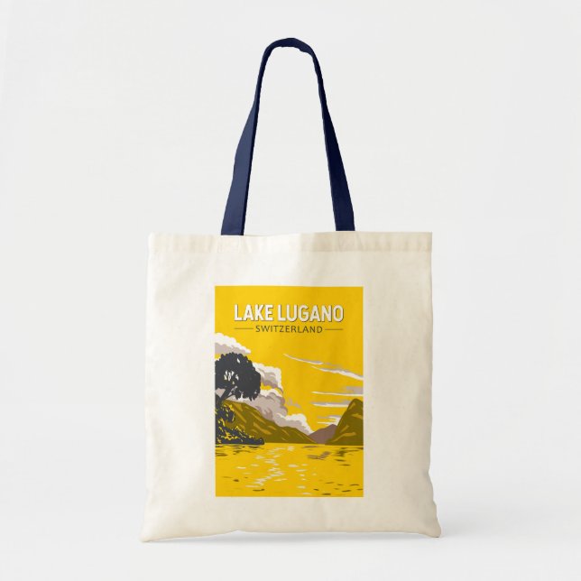 Tote Bag Lac Lugano Suisse Travel Art Vintage (Devant)