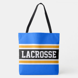 Tote Bag LACROSSE Athlétique Bleu Clair Noir Orange Rayures