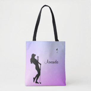 Tote Bag Lady Golfer Purple Personnel