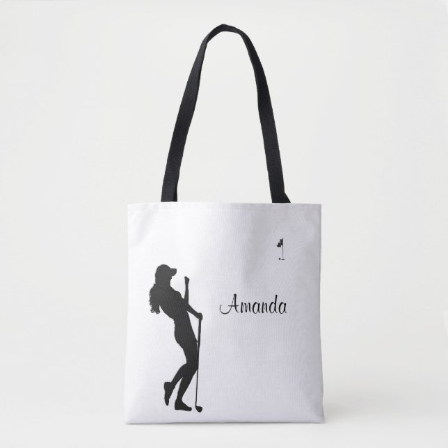 Tote Bag Lady Golfer White Personal (Devant)