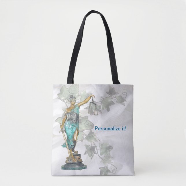 Tote Bag Lady Justice réversible et Veritas 3D en bleu (Devant)