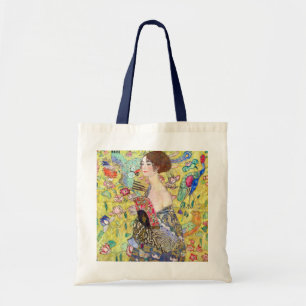Tote Bag Lady with Fan by Gustav Klimt, Vintage Japonism