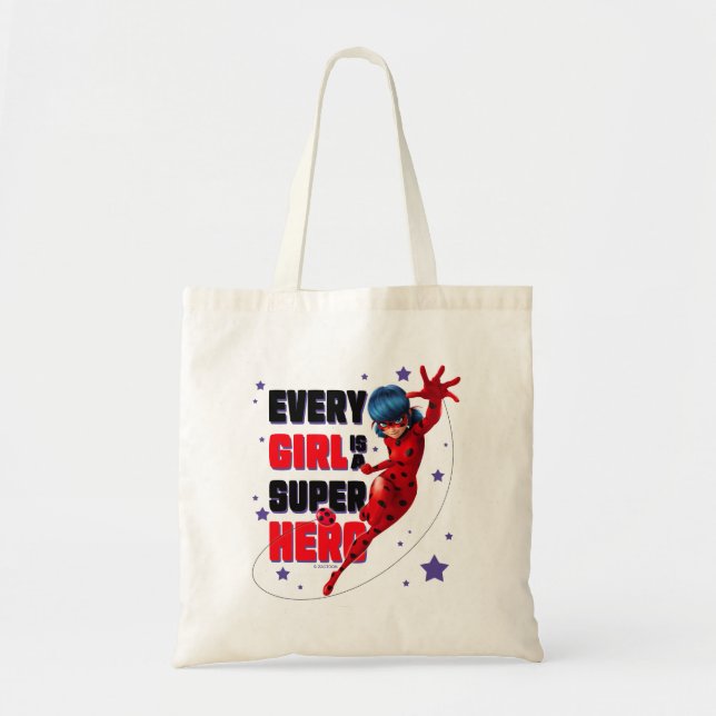 Tote Bag Ladybug Every Girl est un super héros (Devant)