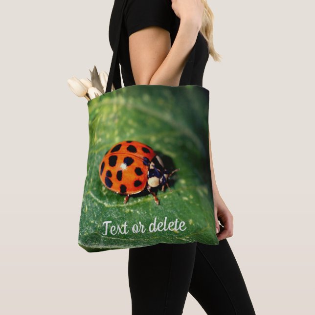Tote Bag Ladybug sur la feuille gros personnalisation (De près)