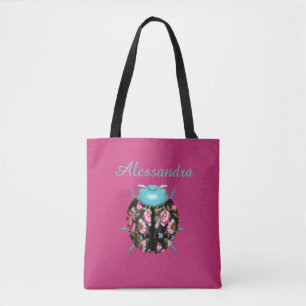 Tote Bag Ladybug victorien floral vintage roses mignon