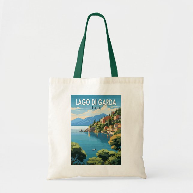 Tote Bag Lago di Garda Italia Travel Art Vintage (Devant)