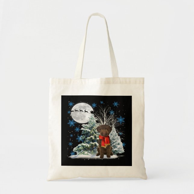 Tote Bag Lagotto Romagnolo Sous La Lune Noël Neige P (Devant)