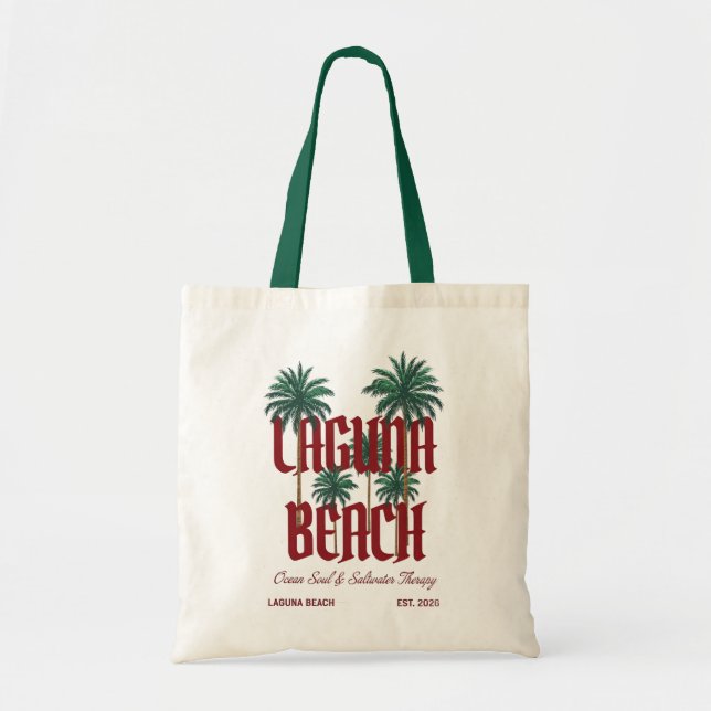 Tote Bag Laguna Beach California Surf Palms Graphic T-Shirt (Devant)