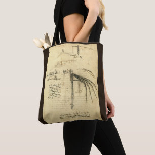 Tote Bag L'aile de Léonard de Vinci, esquisse de machine vo