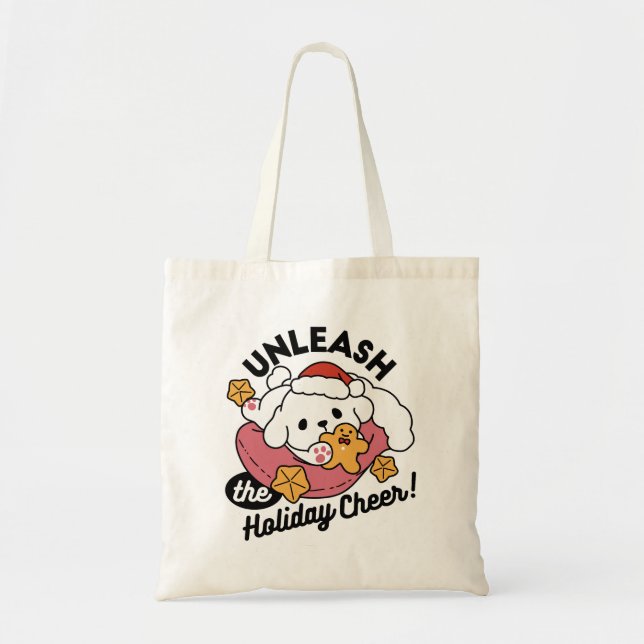 Tote Bag Laisser la joie des fêtes - Noël de chien mignon (Devant)