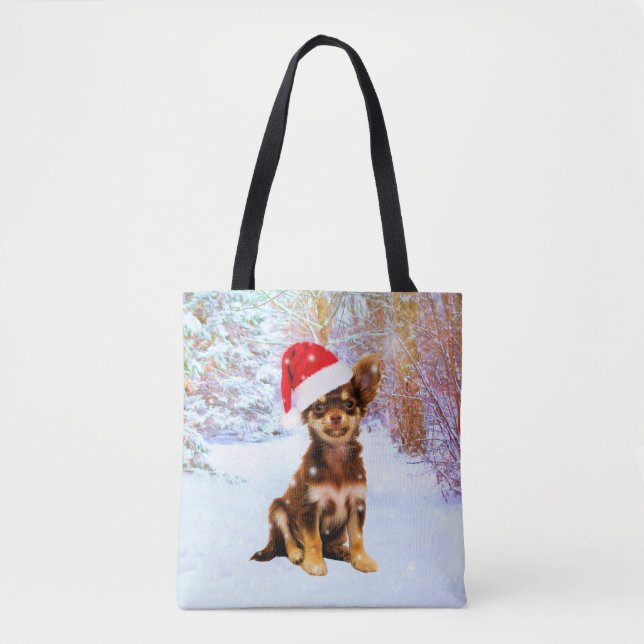Tote Bag Laisser neiger Noël Chihuahua Chig (Devant)