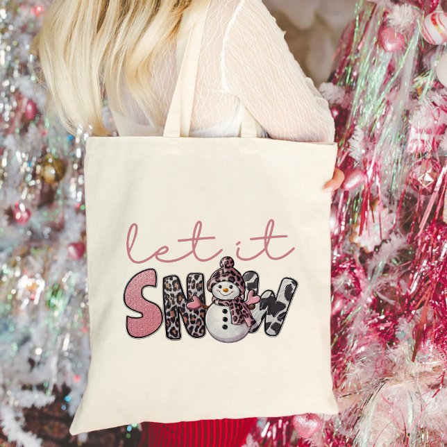 Tote Bag Laisser neiger | Noël des motoneiges roses mignons (Créateur téléchargé)