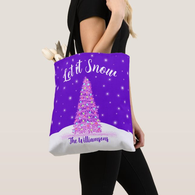 Tote Bag Laisser neiger rose sapin vacances (De près)