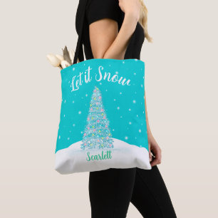 Tote Bag Laisser neiger Turquoise Aqua Noël