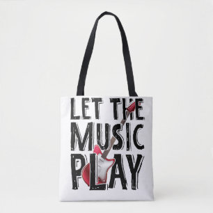 Tote Bag Laissez La Musique Jouer La Guitare Électrique
