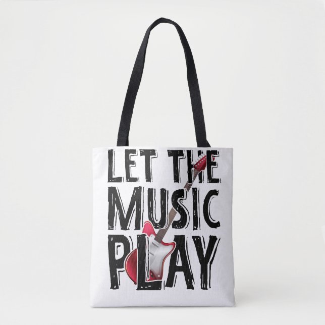 Tote Bag Laissez La Musique Jouer La Guitare Électrique (Devant)