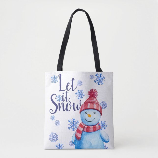 Tote Bag Laissez-le neiger avec des flocons de neige (Devant)