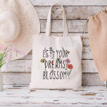 Tote Bag Laissez vos rêves s'épanouir Fleur sauvage<br><div class="desc">La belle illustration présente un fleur sauvage qui pousse, vous rappelant que tout comme une fleur a besoin de temps, de patience et de soin pour fleurir, ainsi vos rêves. La citation "Laissez fleurir vos rêves" est un puissant rappel pour ne jamais renoncer à vos rêves et continuer à travailler...</div>