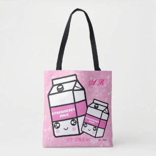 Tote Bag Lait de fraise Monogramme Kawaii