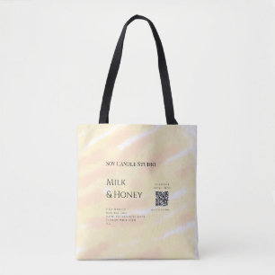 Tote Bag Lait miel bougie soja entreprise ajouter q r code