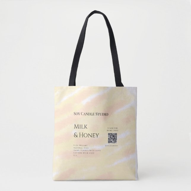 Tote Bag Lait miel bougie soja entreprise ajouter q r code  (Devant)