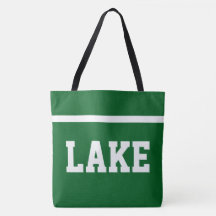 LAKE Blanc Athlétique Texte Rayure sur Vert Forêt