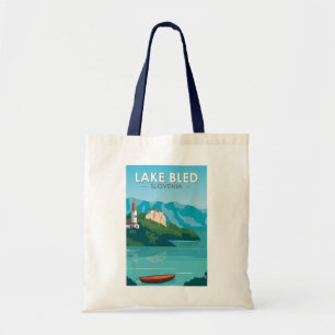 Tote Bag Lake Bled Slovénie Travel Retro Art Vintage