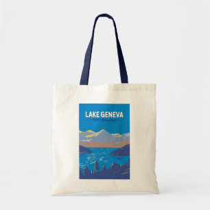 Tote Bag Lake Geneva Suisse Travel Art Vintage
