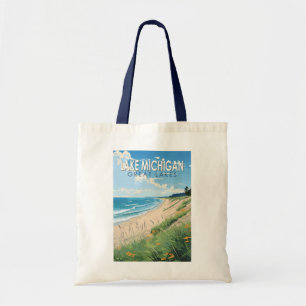 Tote Bag Lake Michigan Travel Art Vintage