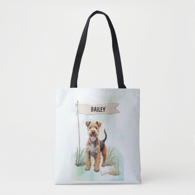 Tote Bag Lakeland Terrier Watercolor Personalized Dog (Devant)