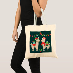 Tote Bag Lamas de Noël
