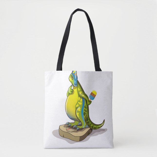 Tote Bag Lambeosaurus Se Possédant Sur Une Échelle De Poids (Devant)