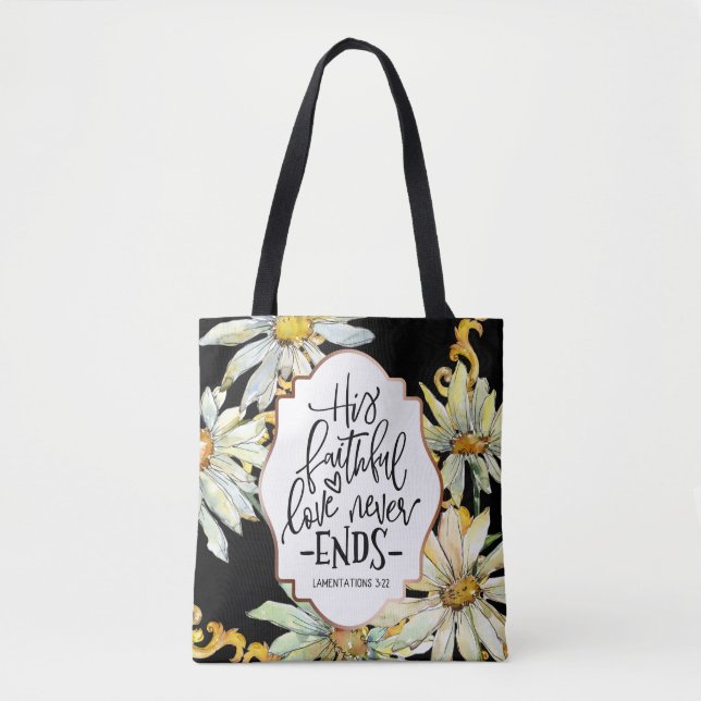 Tote Bag Lamentations 3:22 Son Amour Fidèle Ne Finit Jamais (Devant)