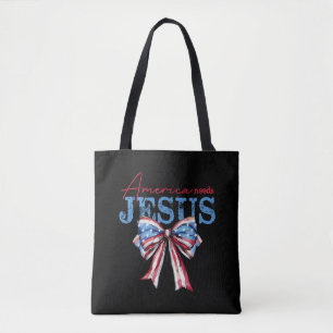 Tote Bag L'Amérique a besoin de Jésus Christian Drapeau USA