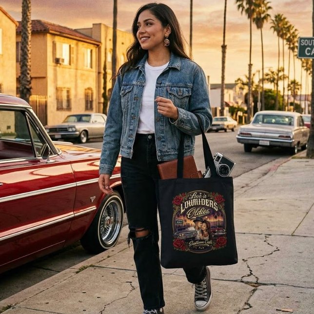 Tote Bag L'amour, c'est les Lowriders et les Oldies (Love is Lowriders and Oldies Tote Bag)