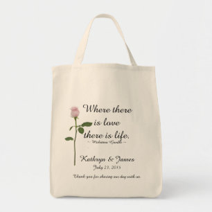 Tote Bag L'amour cite le rose de rose de W, épousant les