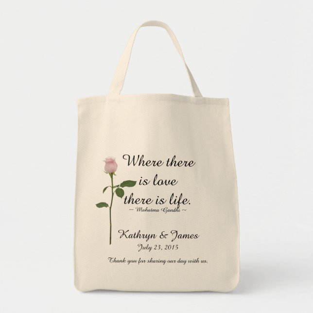 Tote Bag L'amour cite le rose de rose de W, épousant les (Devant)