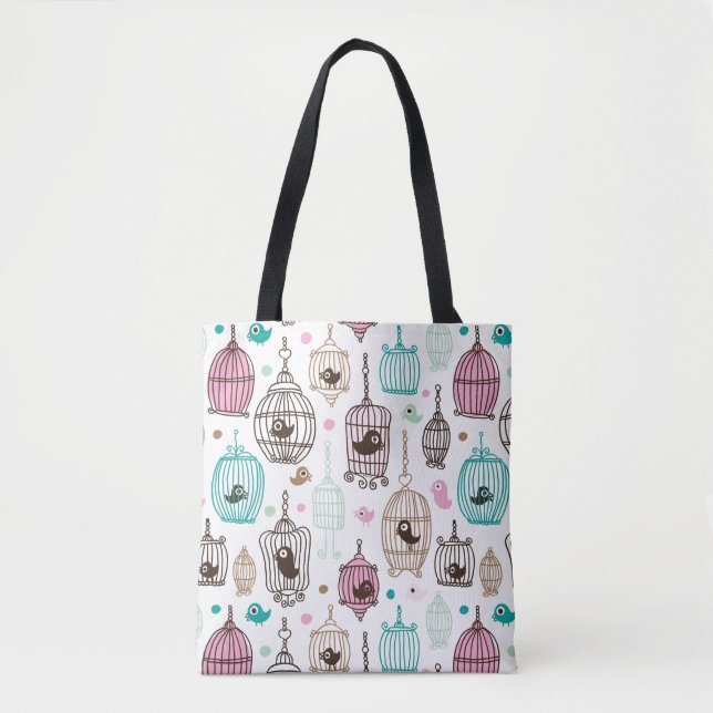 Tote Bag l'amour de cage à oiseaux badine le motif (Devant)