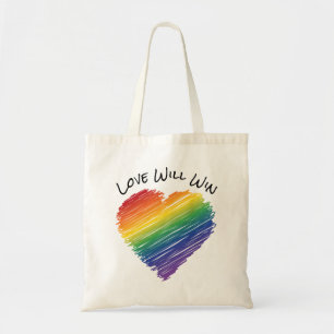 Tote Bag L'amour du coeur griffé arc-en-ciel gagne fourre-t