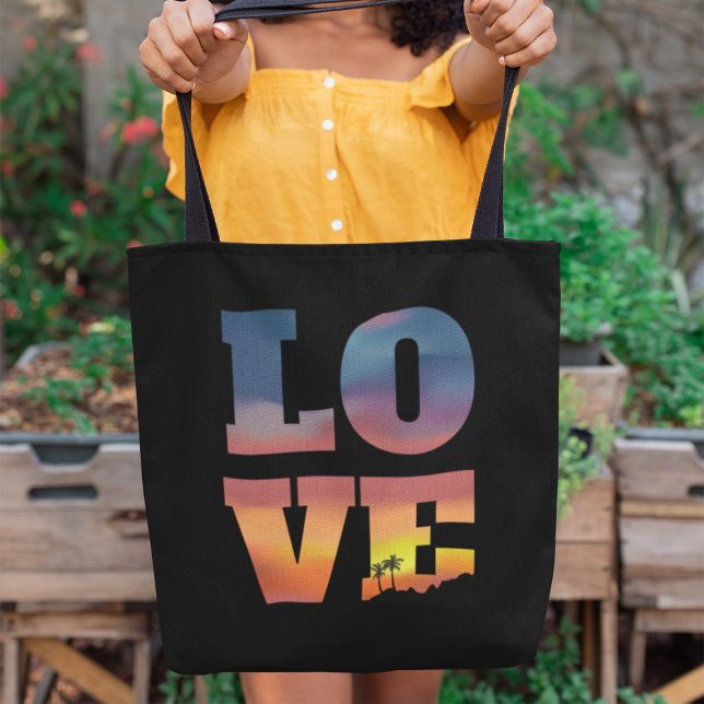 Tote Bag L'amour du coucher de soleil tropical (Créateur téléchargé)