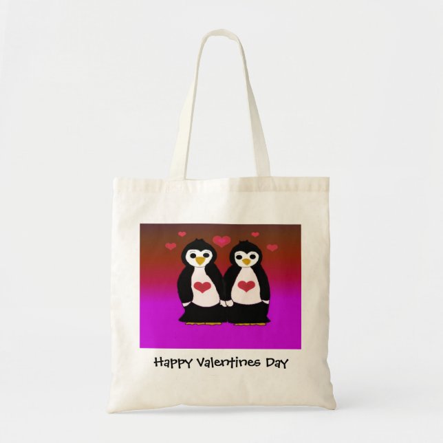 Tote Bag L'amour du pingouin pour les Valentines (Devant)